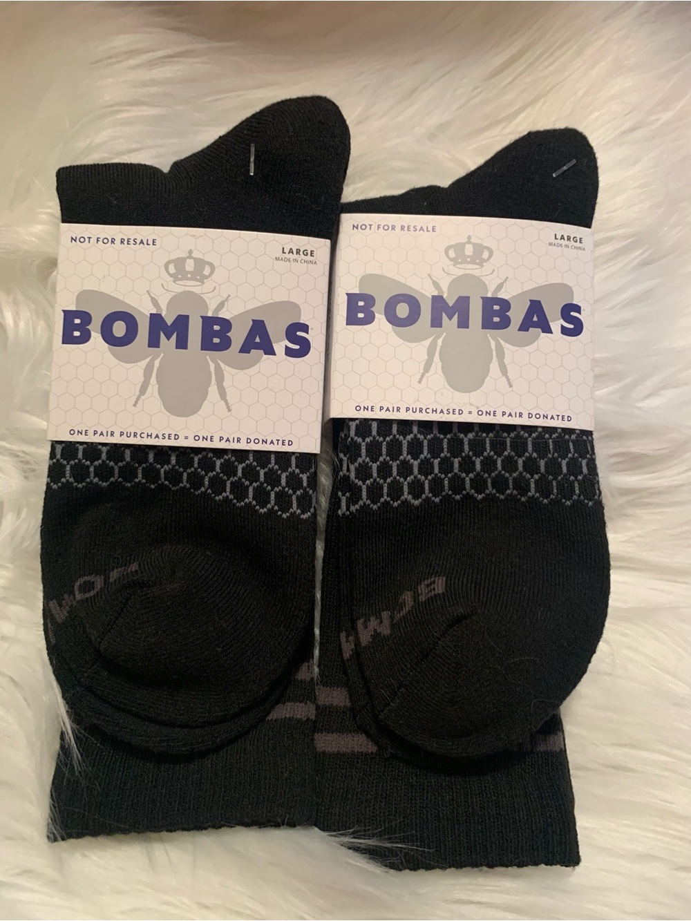 BOMBAS men’s ( unisex)  black size Large socks NWT (2 pairs)